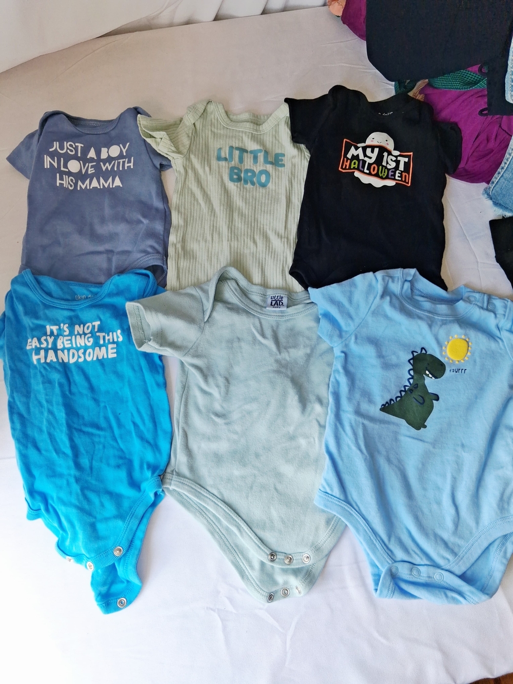 Baby Boys Cotton Onesie Set - Light Blue & Aqua Mix